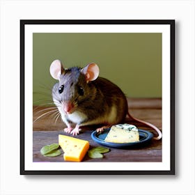 Surrealism Art Print | Mouse Has A Spread Of Cheese Art Print