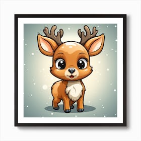 Cartoon Reindeer Art Print