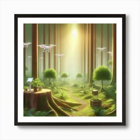 Drones In The Forest 3 Art Print