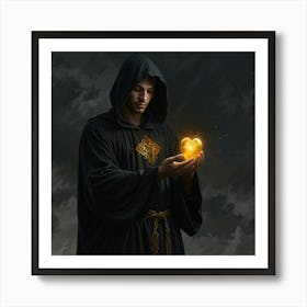 Druid Holding A Golden Heart Art Print