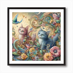 Colorful Kittens 2 Art Print