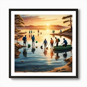 Campers At The Lake Art Print