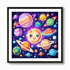 Cartoon Planets Art Print