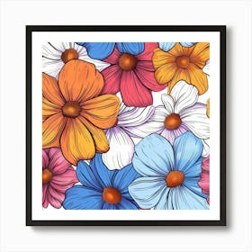 Seamless Pattern With Flowers Art Print