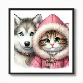 Cat and dog 3 Art Print