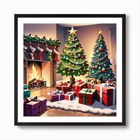 Christmas Tree In The Living Room 10 Art Print