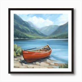Canoe By The Lake Art Print