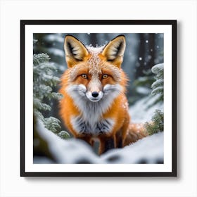 Red Fox In The Snow 5 Art Print
