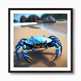 Blue Crab On The Beach Art Print