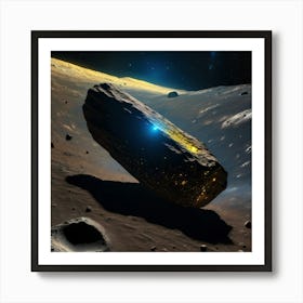 Yellow blue alien artifical asteroid floating in space 15 Art Print