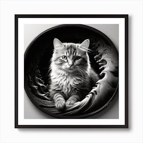 Cat In The Waves Art Print