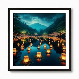 Lanterns In The Water Art Print