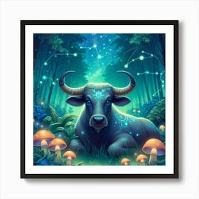 Bull In The Forest 26 Art Print