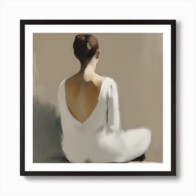 Woman Sitting In White Dress Art Print