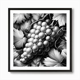 Black And White Grapes 1 Art Print