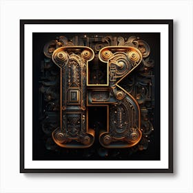 Letter K Steampunk Letter Art Print