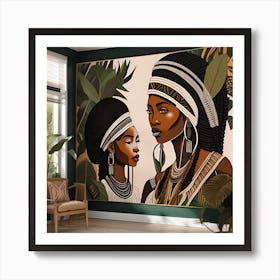 African Woman Bohemian Wall Art Art Print