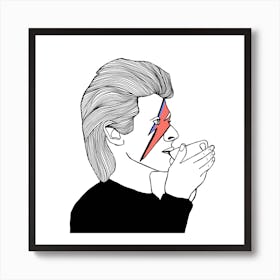 David Bowie Drinking Tea2 Line Art Print