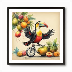 Toucan On A Bicycle Art Print