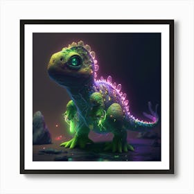 Little Dinosaur With Glowing Eyes Art Print