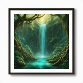 Waterfall In The Forest 14 Art Print