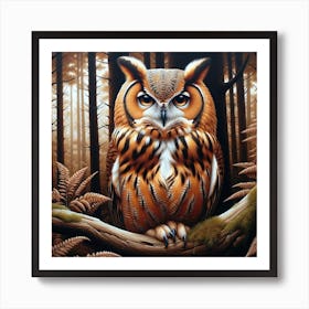 Owl In The Forest Art Print