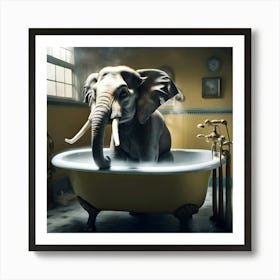 Elephant In Bathtub 14 Art Print