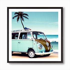 Vw Bus On The Beach1 Art Print