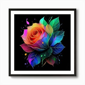 Rainbow Rose Art Print