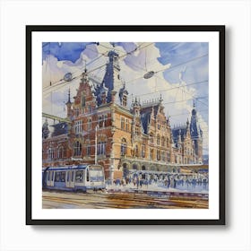 Amsterdam Central Station: Series. Water Colour Art Print