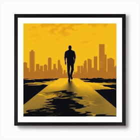 Man Walking Down A Street Art Print