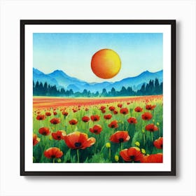 Poppies In The Field Art Print