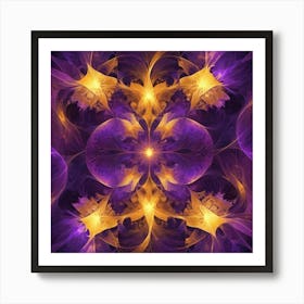 Purple And Yellow Fractal Art Print