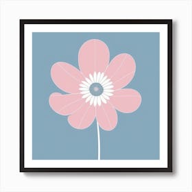 A White And Pink Flower In Minimalist Style Square Composition 140 Art Print