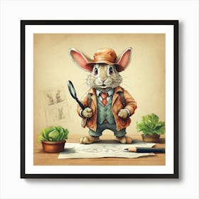 Rabbit Detective Art Print