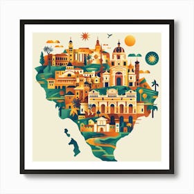 Illustration Of Colombia Art Print