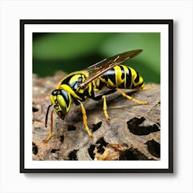 Wasp On A Log 1 Art Print