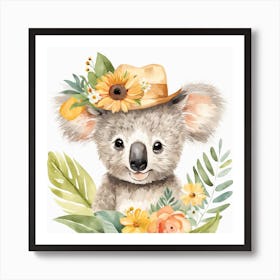 Floral Baby Koala Nursery Illustration (19) Art Print