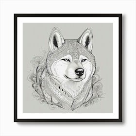 Samurai Wolf Art Print