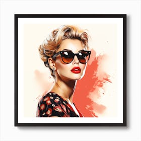 Vintage Blond Woman In Sunglasses Art Print