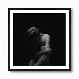 Nude Woman In Black And White 1 Art Print