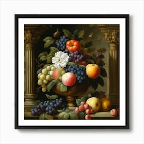 Fruit & Flowers Baroque Style 02 Art Print