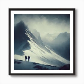 Two People In The Snow Art Print