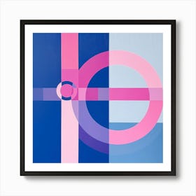 Pink and blue abstract geometrical painting Art Print