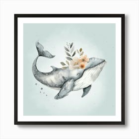 Watercolor Magic Whale Art Print