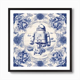 Star Wars Inspired Delft Tile Illustration 2 Art Print