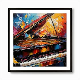 An Ultra High Definition Bohemian Oil Painting Featuring An Abstract Piano Close Up Filled With Vib 766092365 (3) Art Print