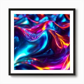 3d Light Colors Holographic Abstract Future Movement Shapes Dynamic Vibrant Flowing Lumi (14) Art Print