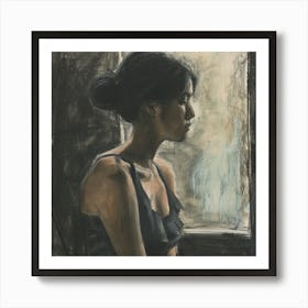 Asian Woman By The Window Art Print