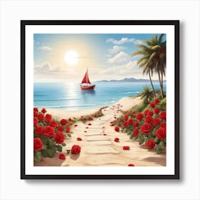 Roses On The Beach 6 Art Print